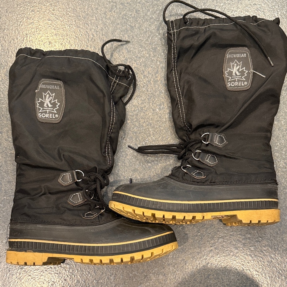 Sorel Black Winter Boots with Brown Soles